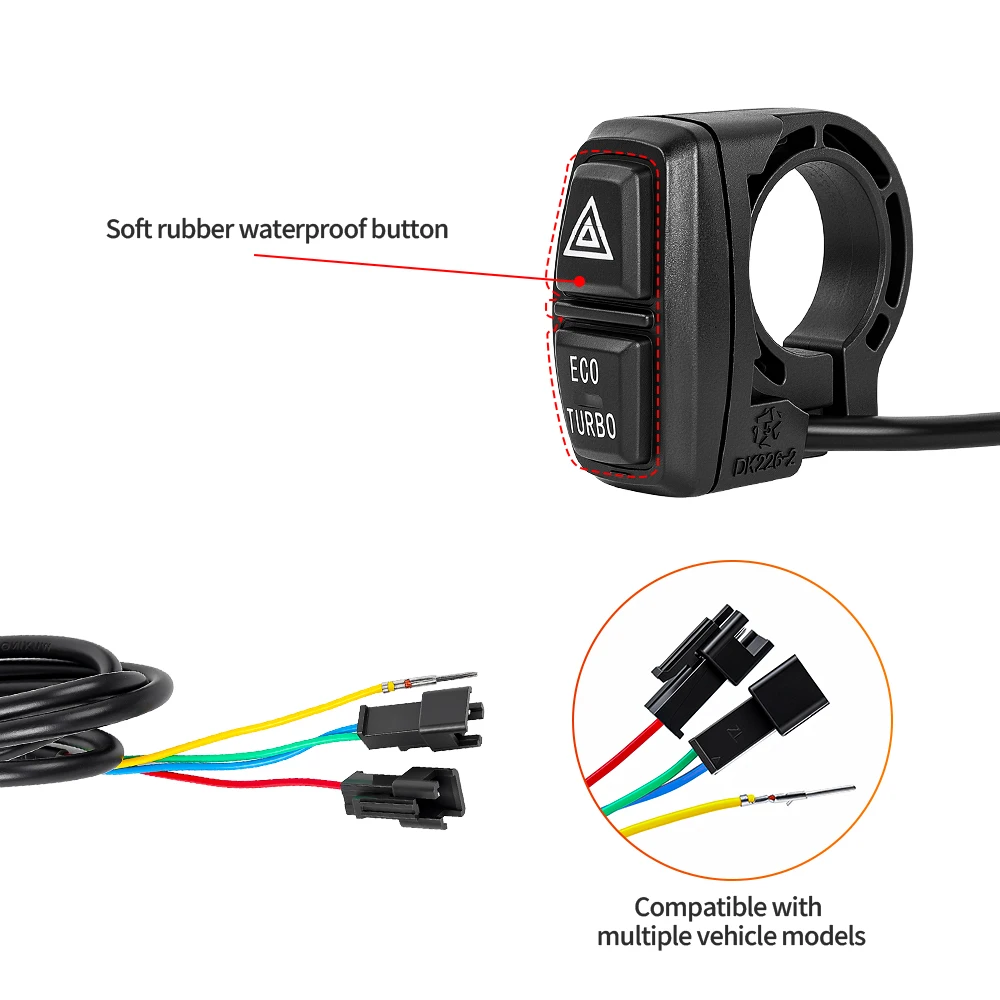Interruptor Indicador de Advertencia de Doble Peligro, Botón de Advertencia Doble para Patinete Eléctrico Dualtron Togo ECO TURBO, Piezas de Repuesto