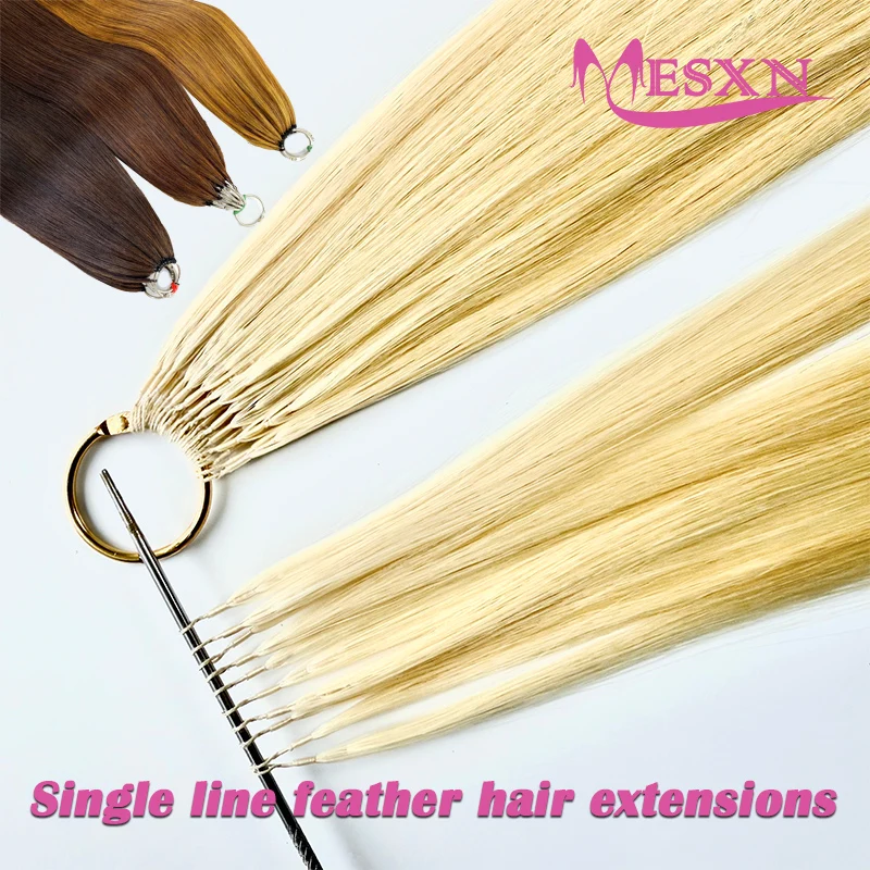 MESXN Third New Feather Hair Extensions 100% Human Hair Real Hair Comfortable and Invisible Brown Blonde 613 Color For Women