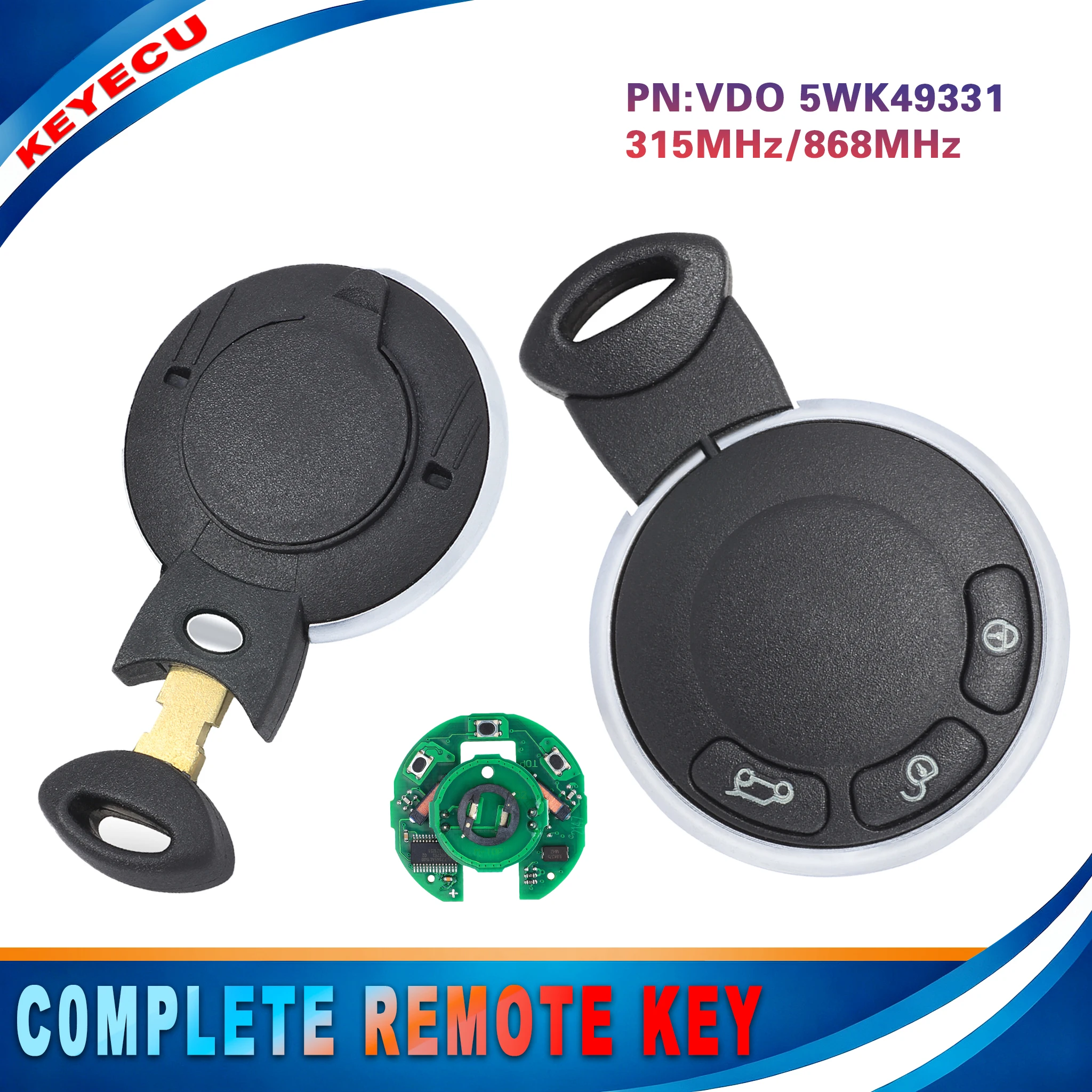 KEYECU 5WK49331 315 868MHz ID46 Chip CAS3 System Smart Key Fob for MINI Cooper Cabrio Clubman Countryman Coupe Paceman 2007‑2014