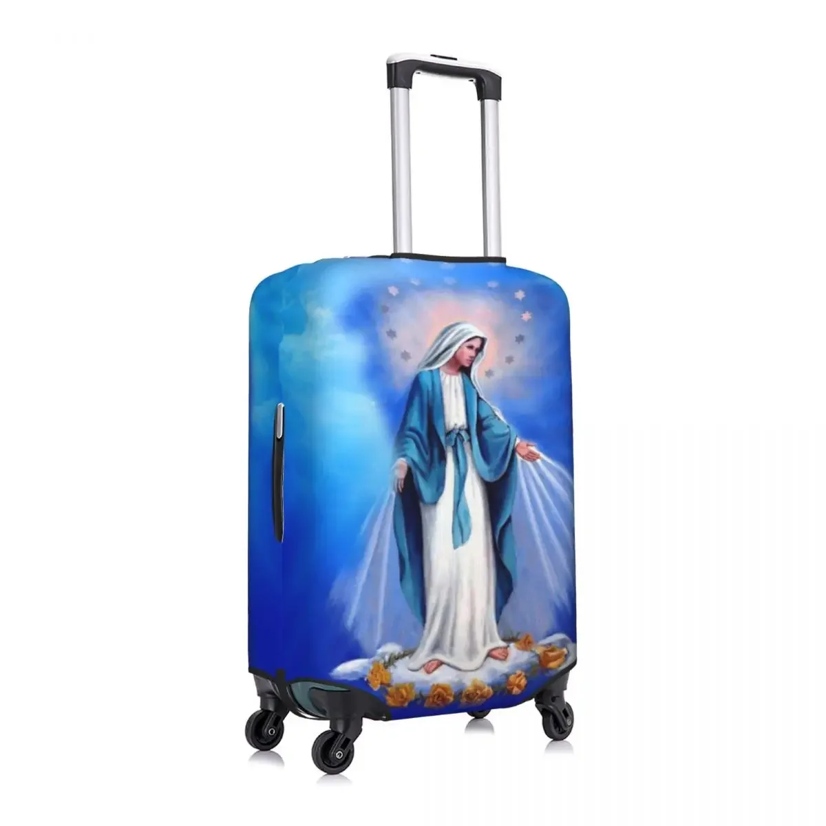 Custom Fashion Catholic Virgin Mary Luggage Cover Protector Elastic Our Lady of Fatima Travel Suitcase Covers