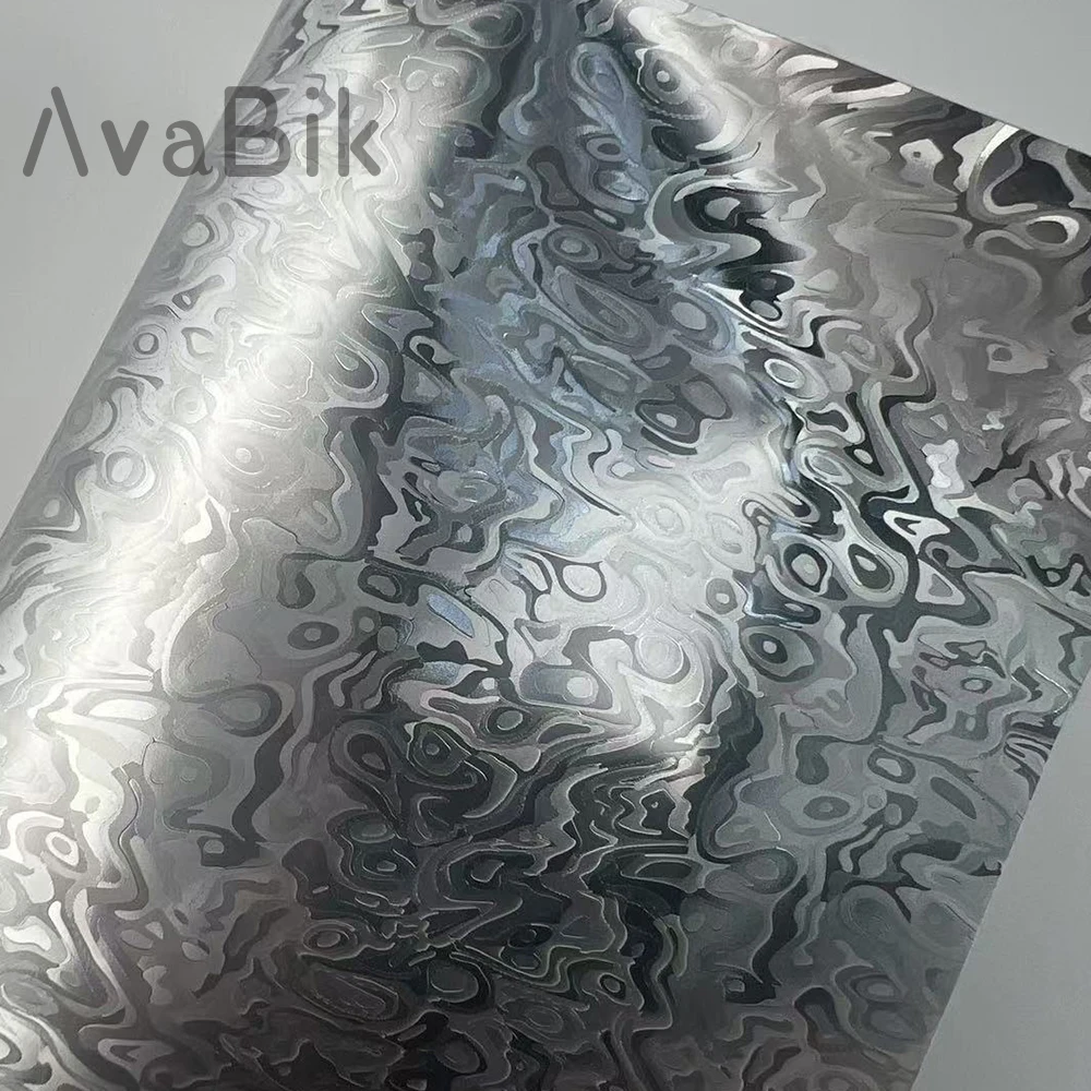 Autocollants pour voiture en PET 20/60 cm, argent mat, film vinyle en fibre de carbone Metaverse, autocollant de décoration intérieure automobile avec système de libération d'air
