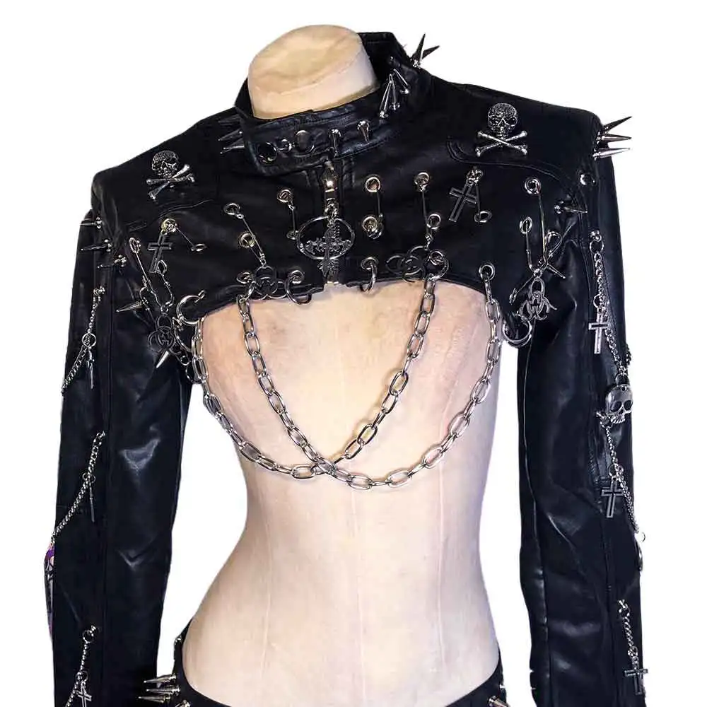 Goth T-Shirt Vintage ALT Rave Spiked Grunge Y2K Tops Emo Clothing with Spikes Punk Rock Clothes Festival Outfit Gothic Tank