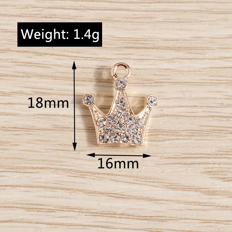 10pcs 16x18mm Cute Crystal Crown Charms Pendants for Jewelry Making Women Fashion Earrings Necklaces Bracelets DIY Crafts Supply