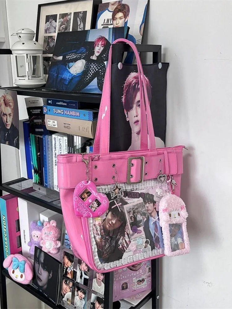 Belt Transparent Big Capacity Y2k AestheticShoulder Handbags Vintage Streetwear Fashion Tote Underarm Bag All Match Ins Bags