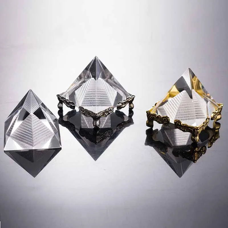 Transparent Crystal Pyramid Ornaments, Paper Town, Creative Gifts, Office Decorations