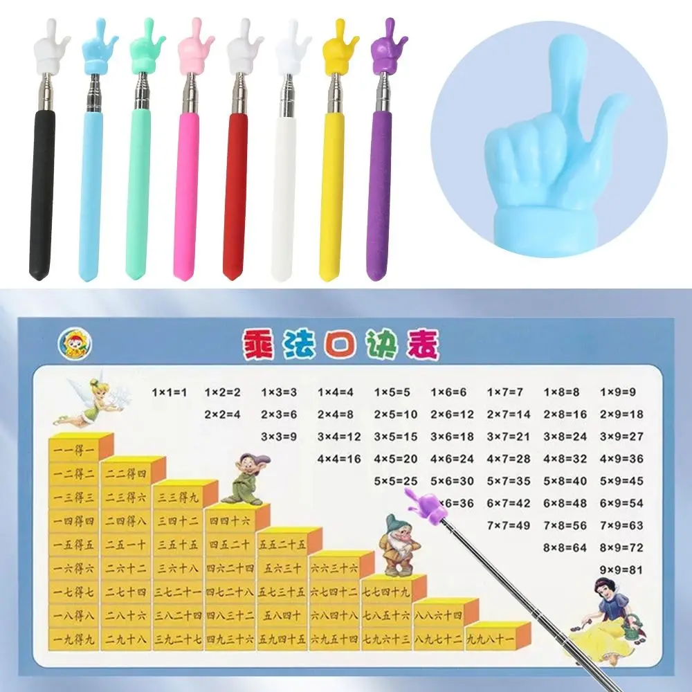 1PC Finger Design Stainless Steel Telescopic Rod Teaching Stick Whiteboard Pointer Handheld Presenter Educational Learning Toys