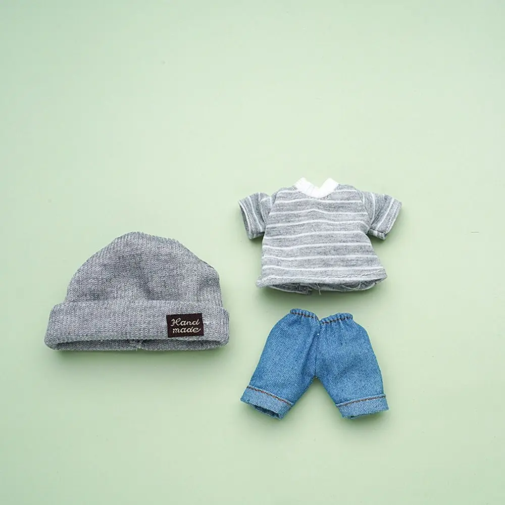 

Fashion Dress Up Doll Clothes Summer Shorts Knitted Hat Doll T-shirt Outfit 16~17cm Doll Jeans Pants DIY Toy