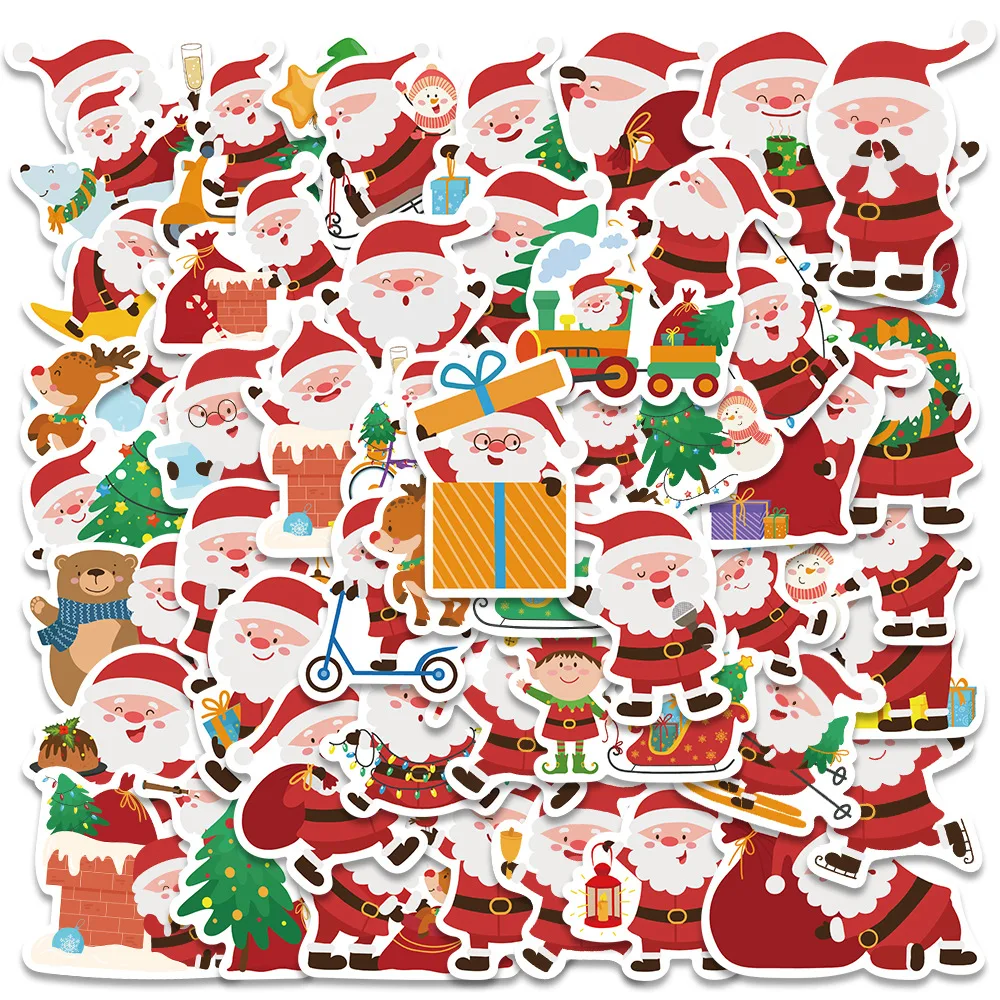 10/30/50PCS Popular Cartoon Santa Claus Sticker Pack Skateboard Guitar Decoration DIY Laptop Waterproof Graffiti Decal Wholesale