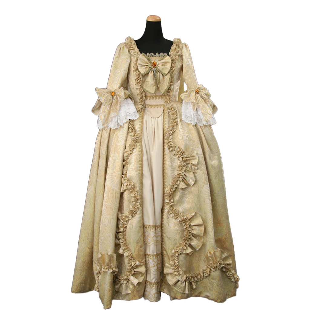

Medieval Renaissance Royal Court Queen Costume Women Victorian Rococo Lace Ruffle Princess Dress Carnival Party Ball Gown