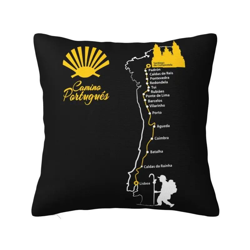 Buen Camino De Santiago Cushion Cover 66x66 cm Polyester Velvet Throw Pillow Case For Sofa Car Seat Home Decor Pillowcase