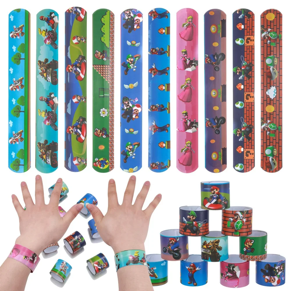 Super Mario Fashion Clap Ring Popular Children's Print Clap Ring Cartoon PVC Bracelets Jewelry Bracelet Manufacturer Wholesale