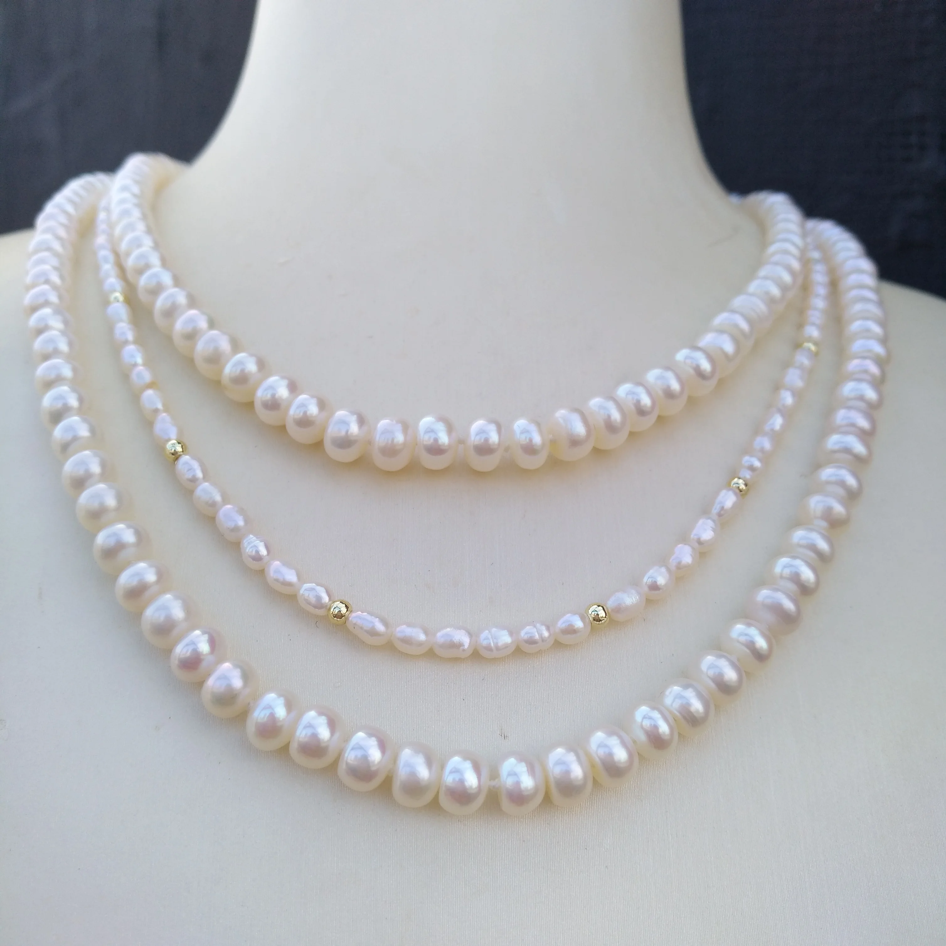 3row Gorgeous Natural Aaa+ Akoya White  Pearl Pendant Necklace 40CM We specialize in pearl jewelry.