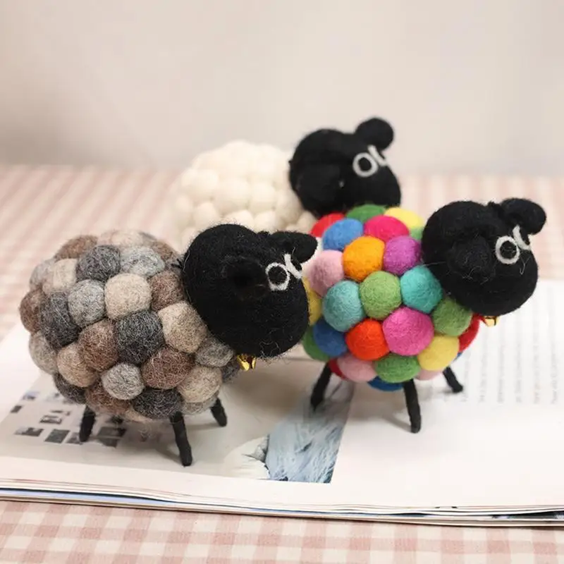 

1Pc Mini Table Ornament Felt Sheep Figurines Miniatures Wool Felt Lamb Cute Desktop Decor Home Furnishings Kid Gifts