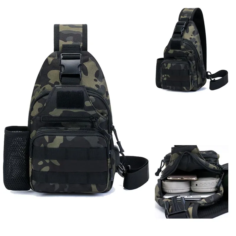 

Tactical Water Bottle Bag Shoulder Bag Outdoor Cycling Fishing Diagonal Straddle Bag Waterproof MOLLE Chest Bag