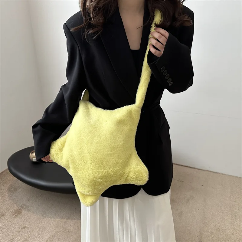 نجمة ليوبارد طباعة أفخم حقائب كروسبودي للنساء فروي سعة كبيرة الفتيات حقيبة كتف خمر حمل حقائب اليد محفظة الإناث #3