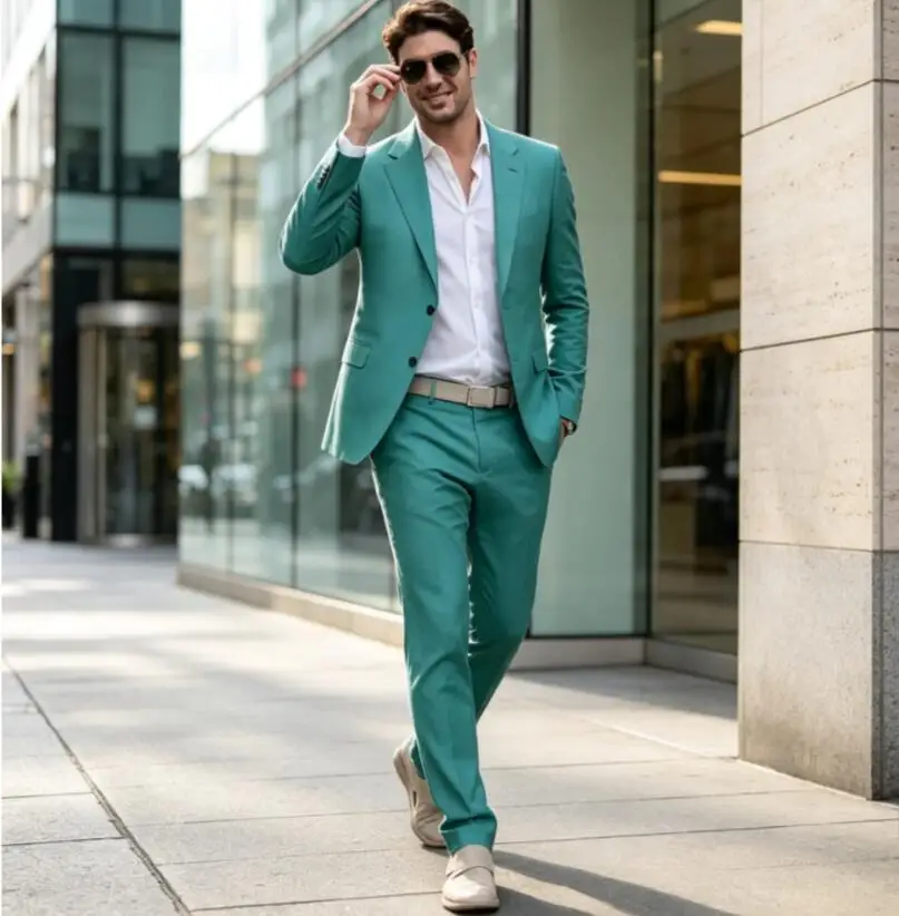 Classic Wedding Men Suits Slim Notched Lapel Groomsmen Tuxedo Casual Bridegroom Blazer 2 Piece Sets Trajes Elegante Para Hombres