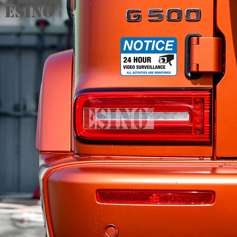New Warning Notice 24 Hour Video Surveillance All Activities Are Monitored PVC Waterproof Car Sticker Body Vinyl Decal