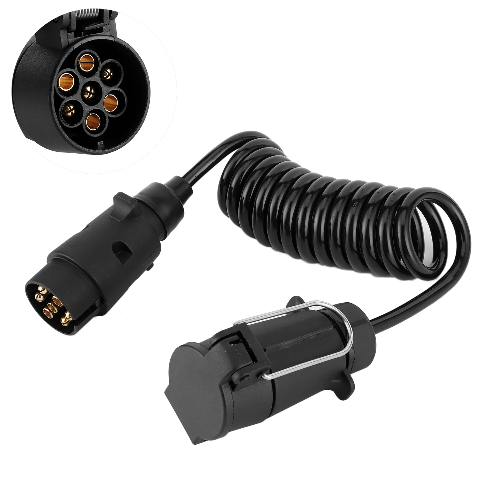 

Clearance Deal 2m Spring Cable Cord 7Pin Trailer Plug Socket Adapter Wiring Connector Caravan Trailer Extension Spring Cable