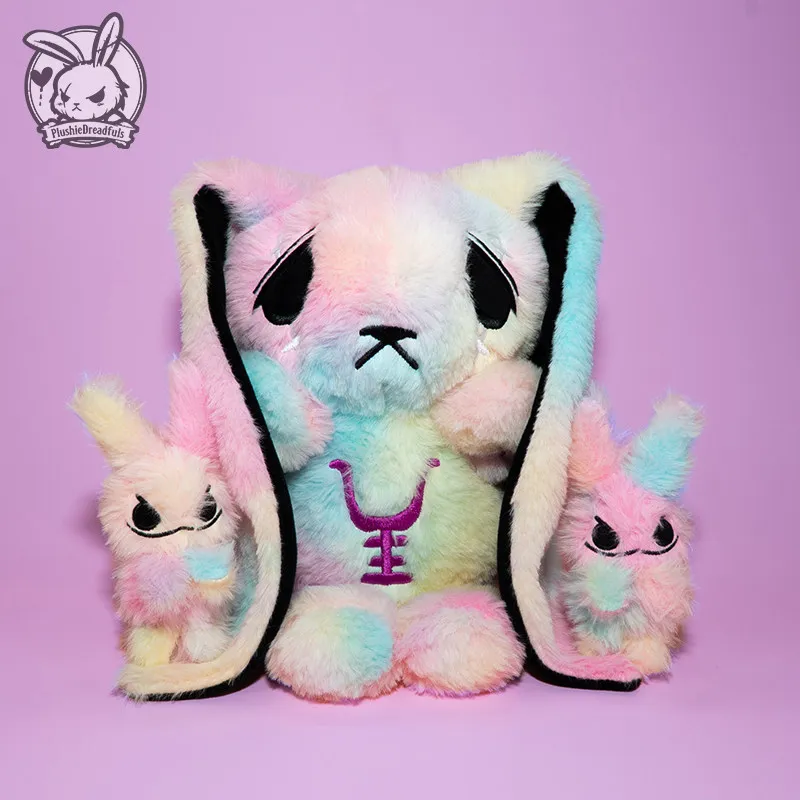 Plushiedreadfuls Healing Series Original Design Plush Doll Anxiety Rabbit Rainbow Color Relieve Anxiety Doll Popular Gift