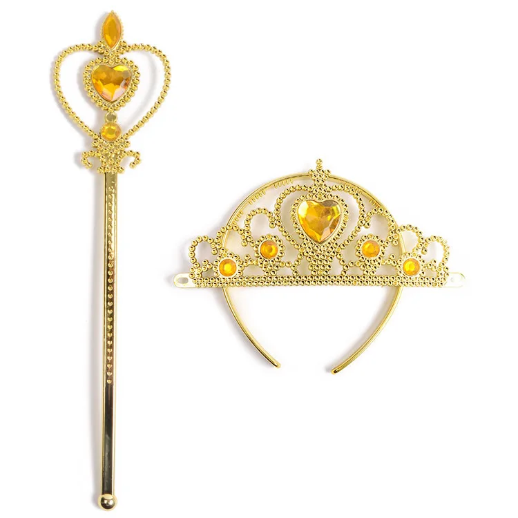 Princess Girls Crown Headdress Kids Fairy Wand Toy Children Golden Magic Wand Set Headband Foreign Trade Fairy Wand Best Gift view 4