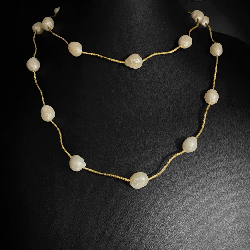 Natural Baroque Pearl Necklace Various Wearing Methods Sweater Chain Versatile Niche Design Celebrity Style Manufacturer