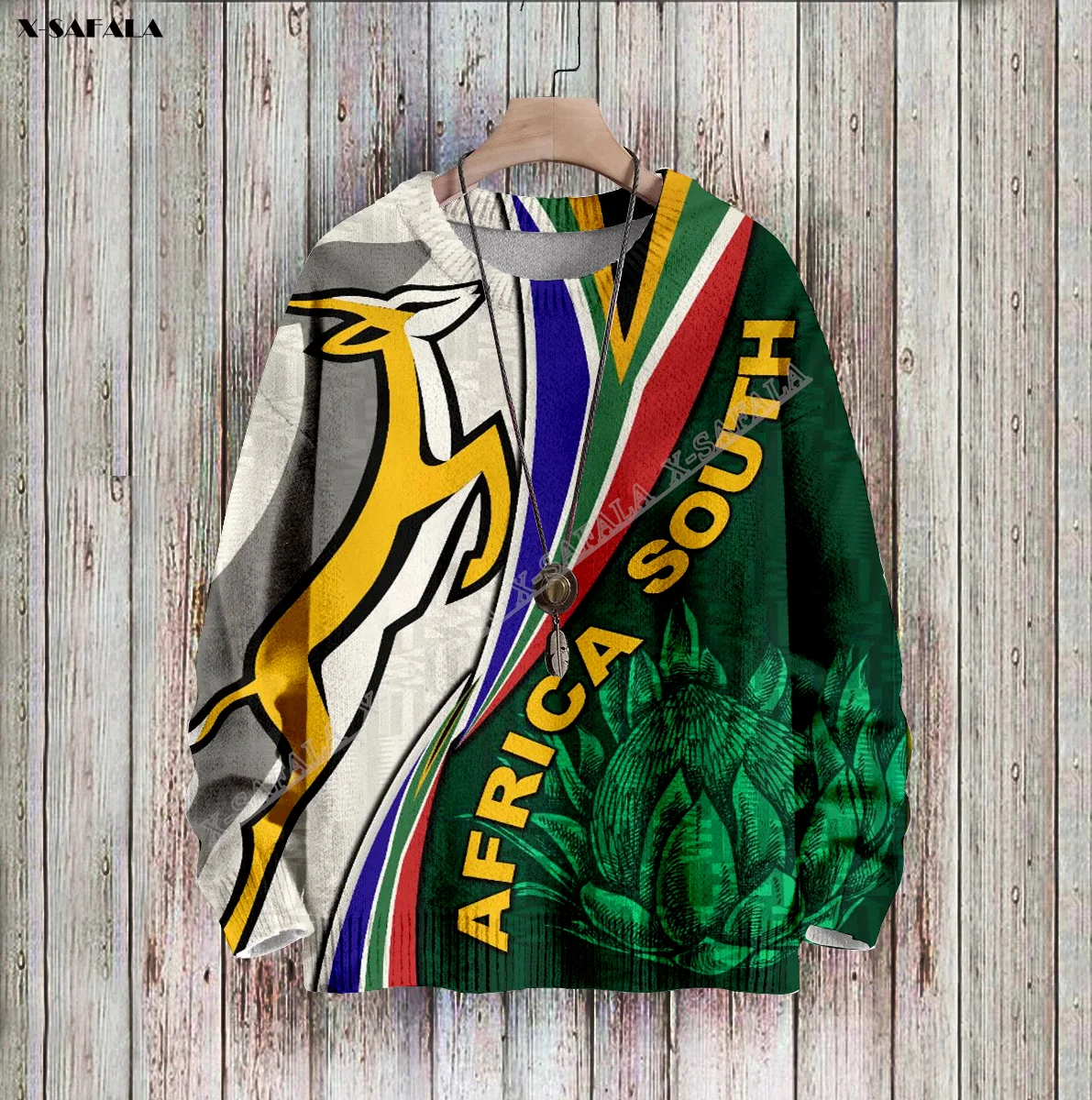 

Springboks South Africa Rugby 3D Printed Ugly Sweater Christmas Gift Men Female Winter Knitted Cotton Xmas Warm