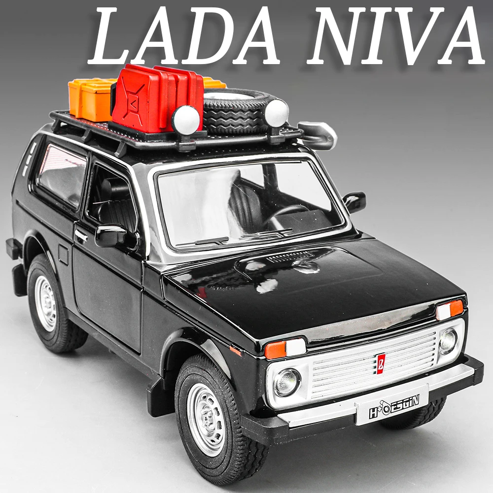 1:24 Lada NIVA Model Vintage Car Toys Alloy Diecast Sound Light Doors Opened Pull Back Simulation Off-road Vehicles Kids Gifts