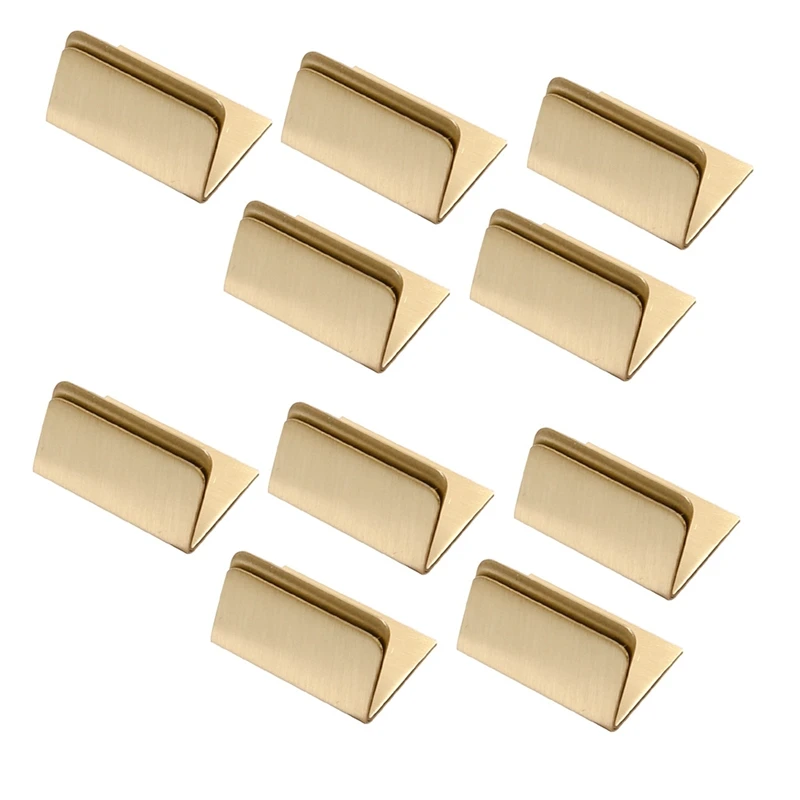 

NEW-Place Card Holders Brass 10Pcs Wide Size Vintage Table Card Holder Antique Small Table Card Stands Memo Price Tags