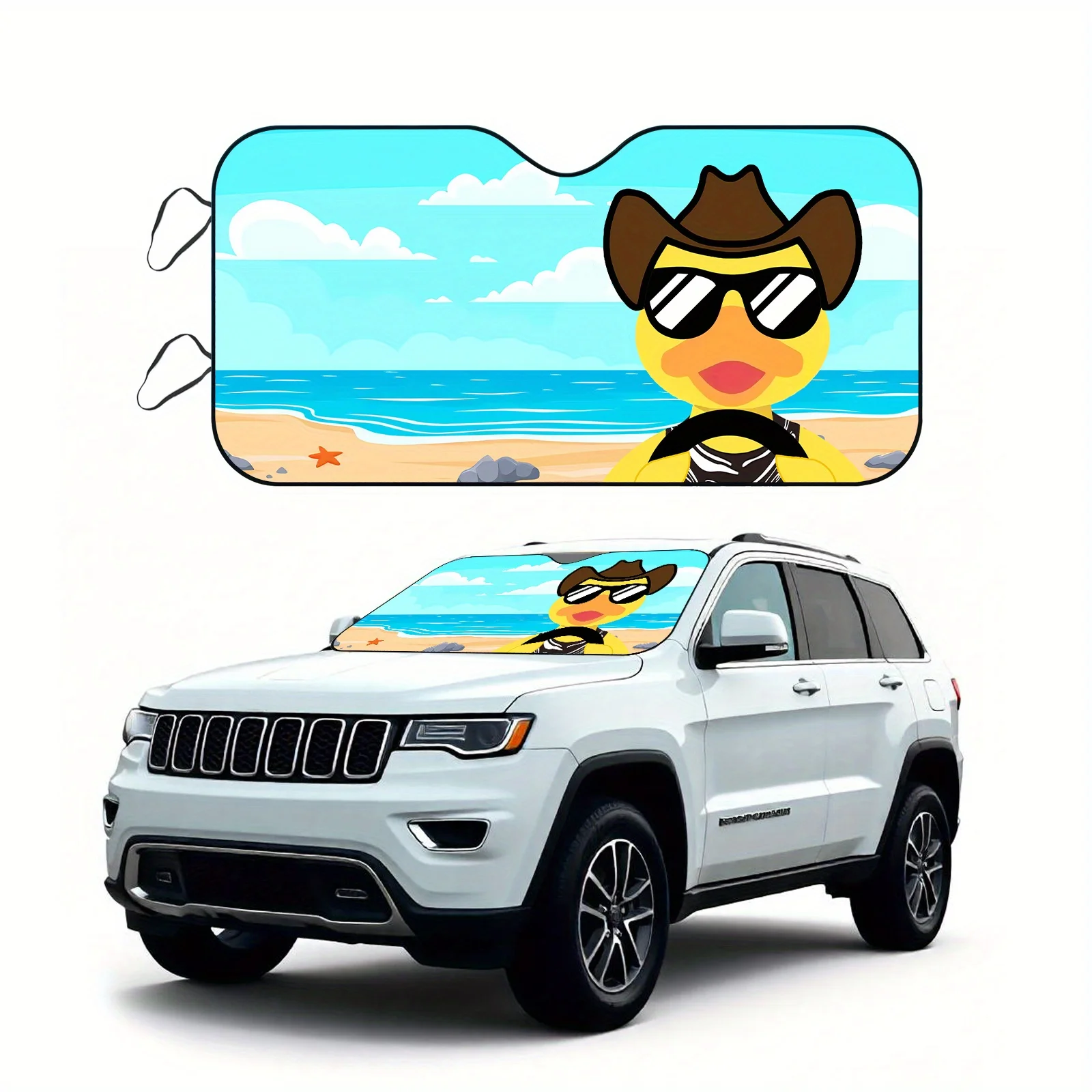 

Защита от солнца, 1 шт. Желтая утка в модных очках, дизайн, солнцезащитный козырек для автомобиля, складной, простой в установке, универсальный, УФ P