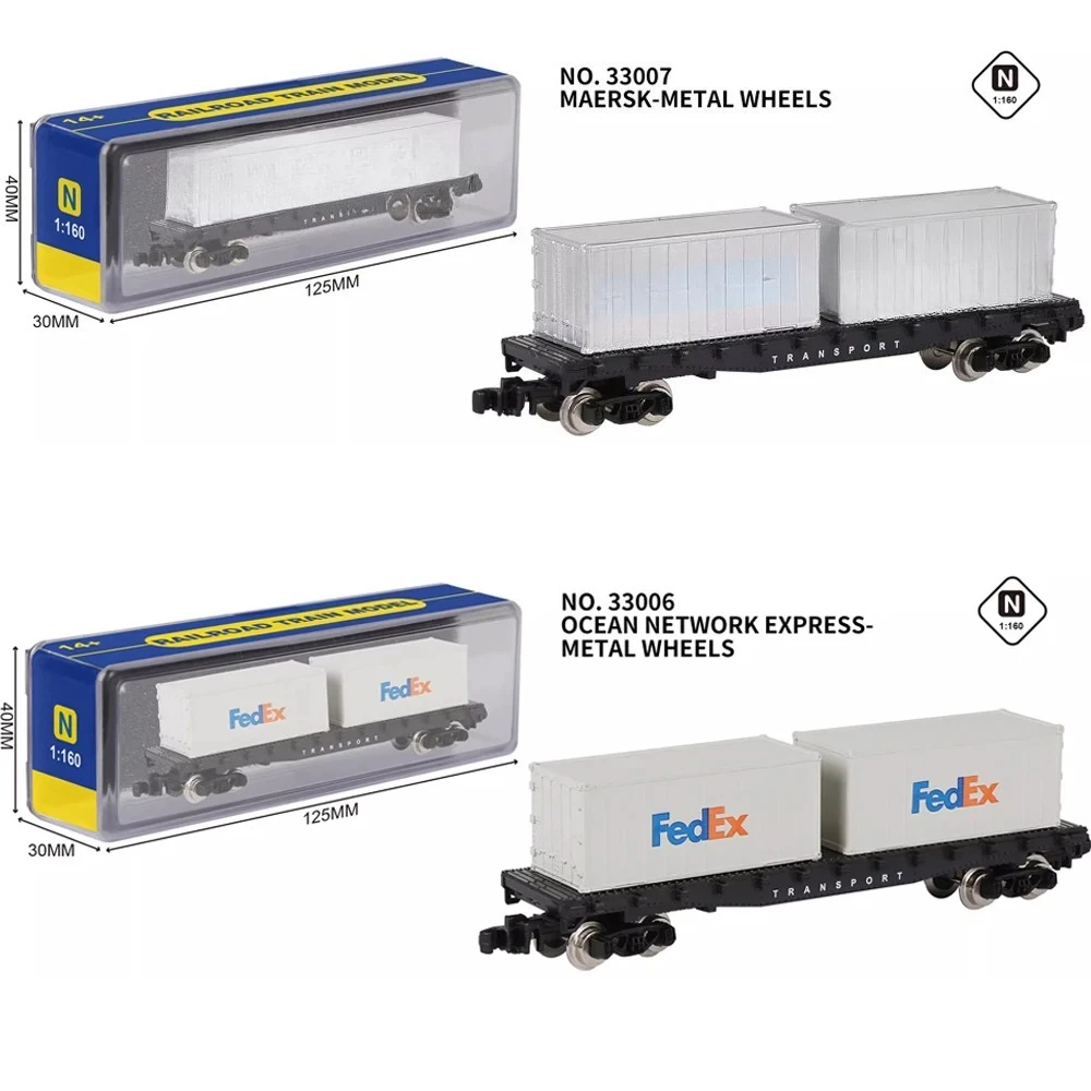 N Type 1/160 Toy Train with Freight Cars Flatbed Containers Alloy Wheels Lifelike Model Multiple Options Great for Adult