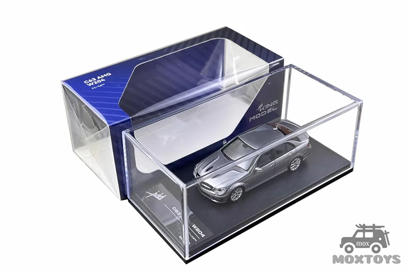 KING MODEL 1:64 C63 W204 Limited799 Titanium Gray / Yellow / Blue Diecast Model Car