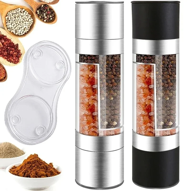 2 In 1  Manual Salt Pepper Grinder, Adjustable Ceramic Core Spice Mill Portable Kitchen Seasoning Tool
