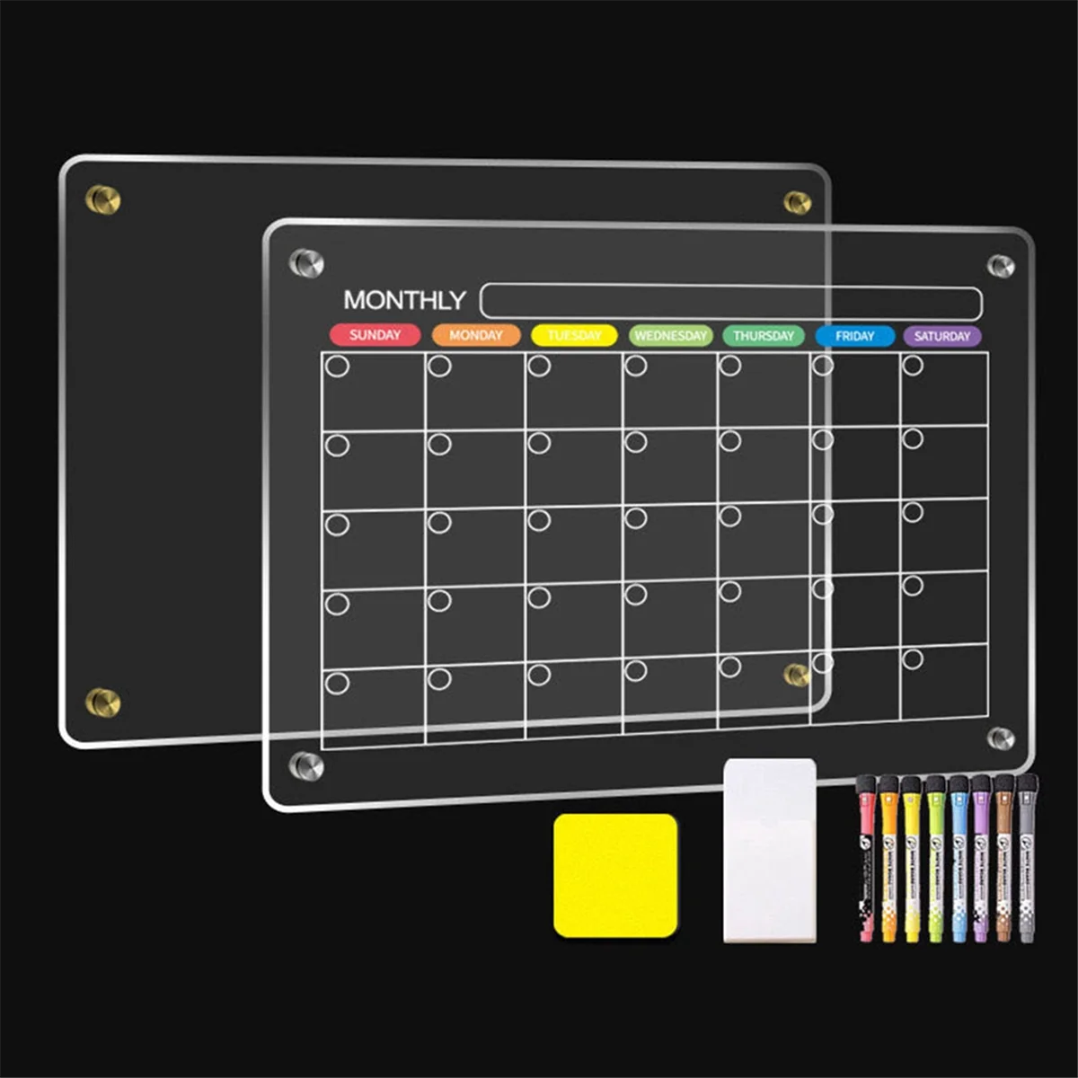 Acrylic Refrigerator Magnetic Calendar, Acrylic Dry Erase Board, Refrigerator Transparent Calendar, Note Message