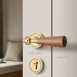 Chinese Style Zinc Alloy Silent Door Lock Bedroom Interior Door Handle Lock Security Mute Door Lock Household Hardware Supplies
