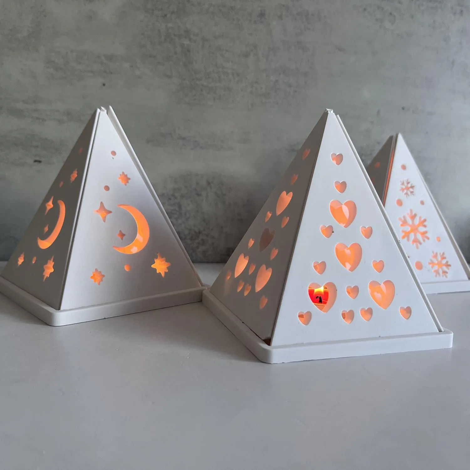 Pyramid Snowflake Starry Sky Love House Candlestick Silicone Mold DIY Gypsum Epoxy Resin Pouring Mold Home Decoration Ornaments