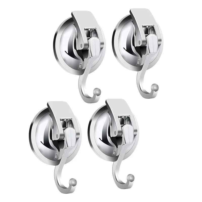 

Heavy Duty Vacuum Suction Cup Hooks (4 Pack) For Kitchen Bathroom Restroom Organization