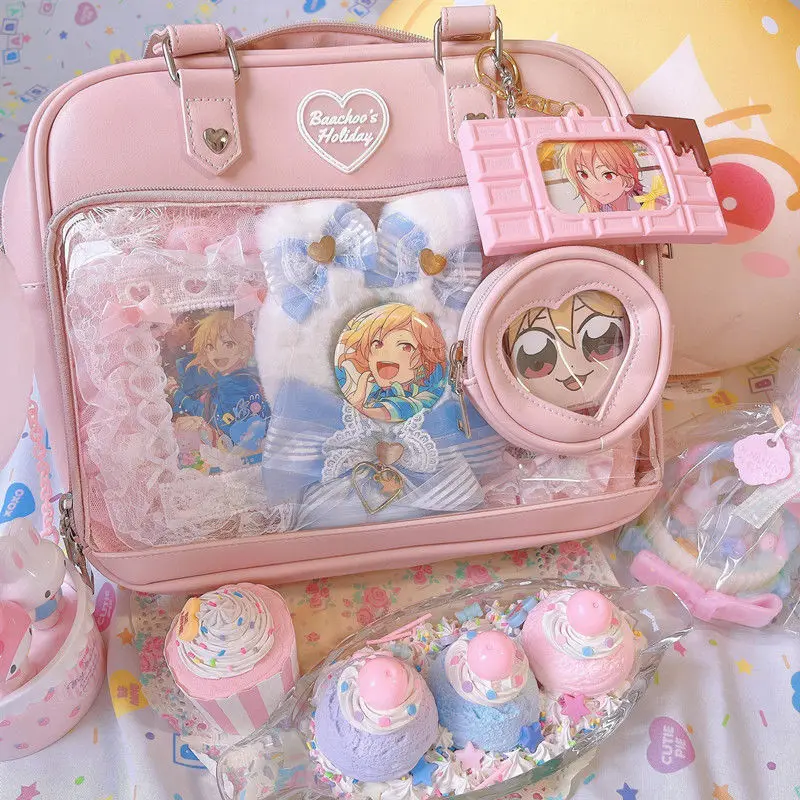 Imagem -03 - Haex-bolsas Kawaii Coloridas Ita para Mulheres Moda Feminina Bolsa pu jk Lolita Tiracolo Bolsa de Ombro com Porta-moedas Tendência 2023