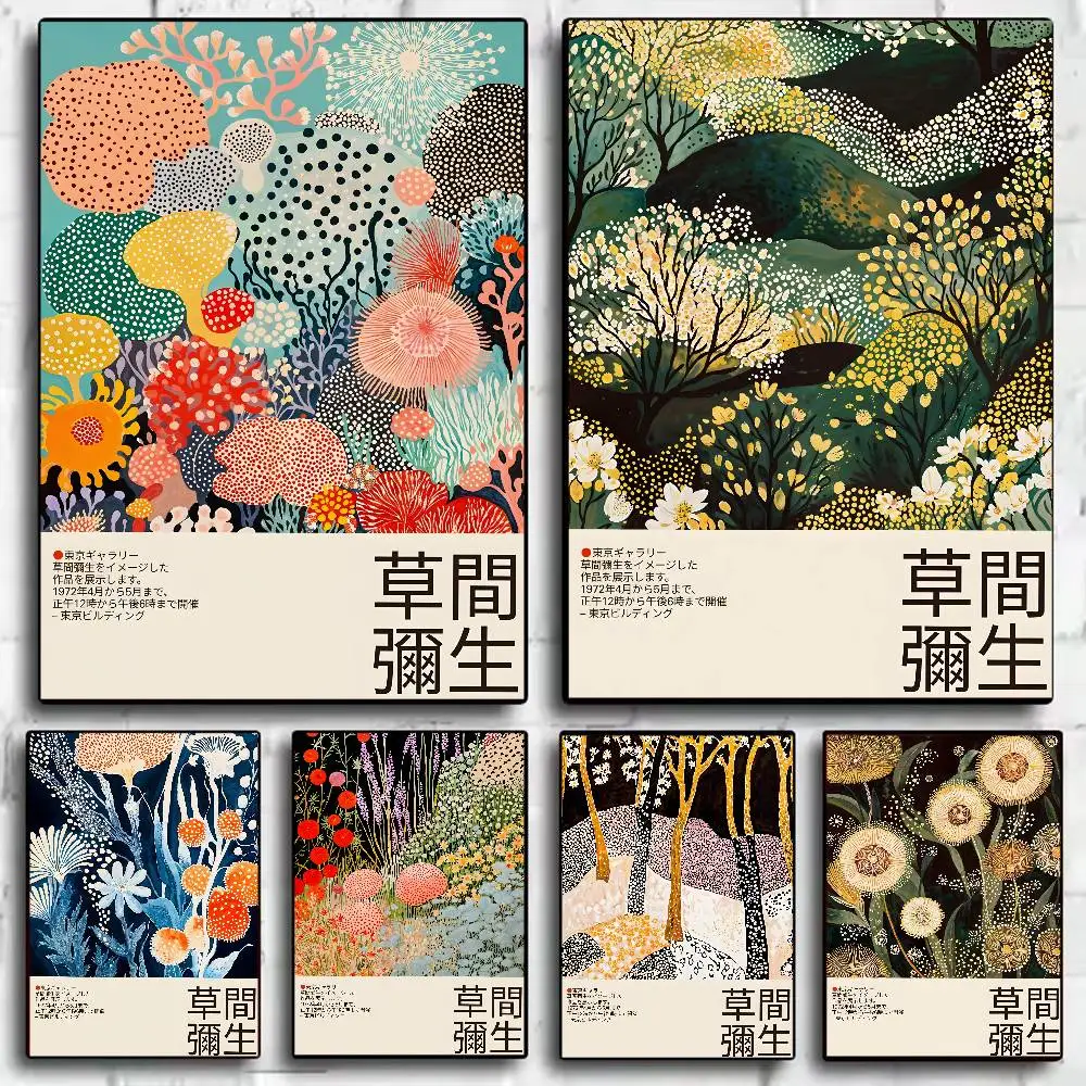K-Kusamas Y-Yayoi Kunstposter, HD-Heimdekoration, selbstklebende Wanddekoration, wasserfest, für Zuhause, Wohnzimmer, Bar, ästhetische Dekoration