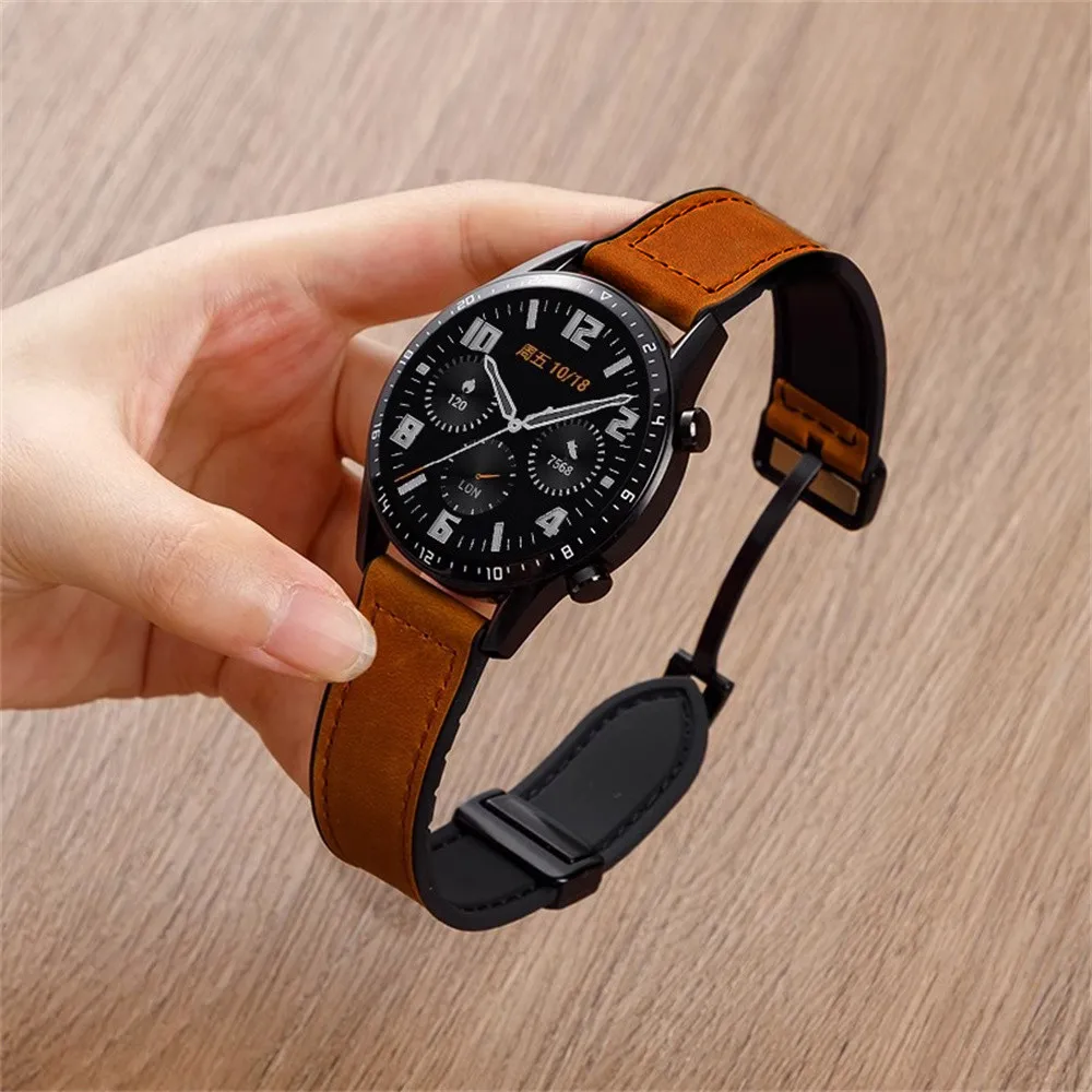 Leder-Silikonarmband für Samsung Galaxy Watch Band 7 6 5 4 40 mm/44 mm, magnetisches Armband für Watch 6 Classic 43 mm 47 mm 20 mm 22 mm – Detail 9