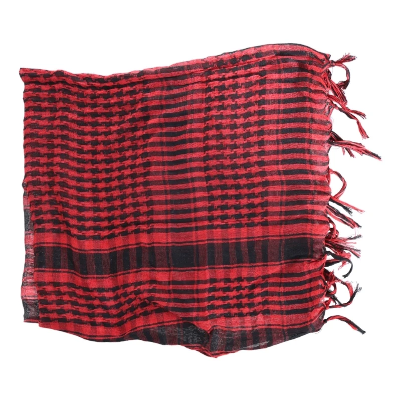 Checked Headwrap Shemagh Scarf for Muslims Arab Keffiyeh Headscarf for Arabian Dubai Military Tactics Neck Wrap Scarf