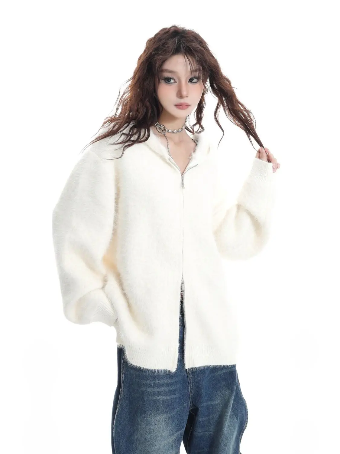 

Sweaters Jumpers Cardigans Womens Alt Modal Mix Embroidery Detail Boxy Fit LeopardFair Rustic Natural Artisanal Handcrafted Ins