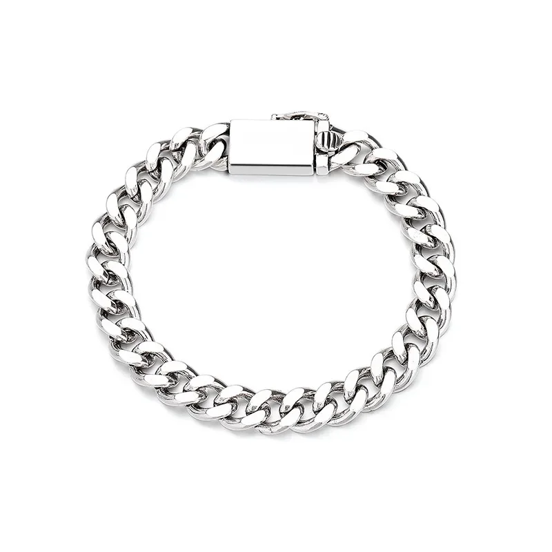 925 الفضة الاسترليني خمر الاتجاه الكوبي الرجال سوار عارضة الأعمال حزب هدية #2