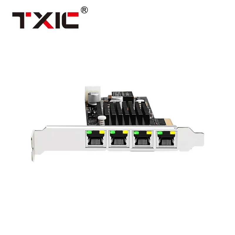 POE Network Card 1000Mbps 4 Port RJ45 POE LAN Connector To PCI-E PCIe 4X Gigit  I350 Server Converged Vision Frame