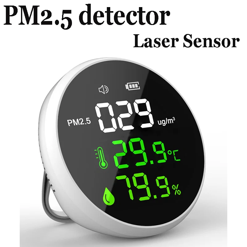 

The new PM2.5 temperature and humidity detector laser sensor can set alarm thresholds