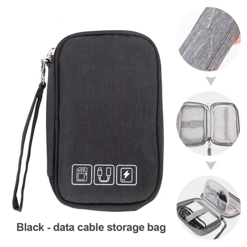 Portable Cable Digital Storage Bags Organizer USB Gadgets Wires Charger Power Battery Zipper Cosmetic Bag Case Accessories Items