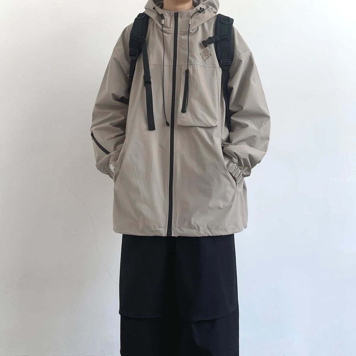 

y Japanese Sle Workwear Multi-ket Hooded Waterproof Jaet ex Outdoor Casual Loose Fit Jaet Youth Faion