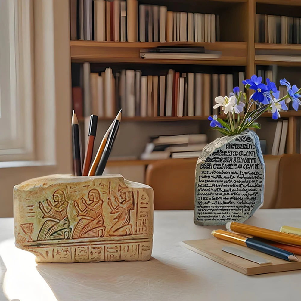 SZ092 Creative Egypt Inscription Vase Concrete Silicone Mold 3D Art Stone Sculpture Flower Planter Gypsum Resin Molds Ornaments