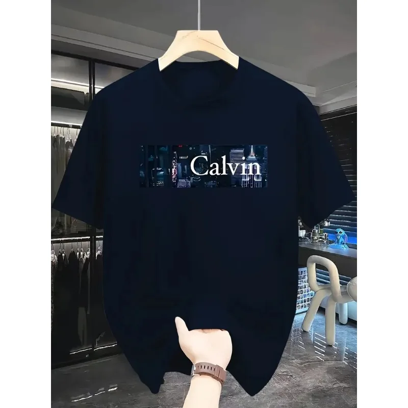 2025 Summer Men's Geometric Pattern Letter Short Sleeve Fashion Street Casual T-shirt for Both Men and Women image 3