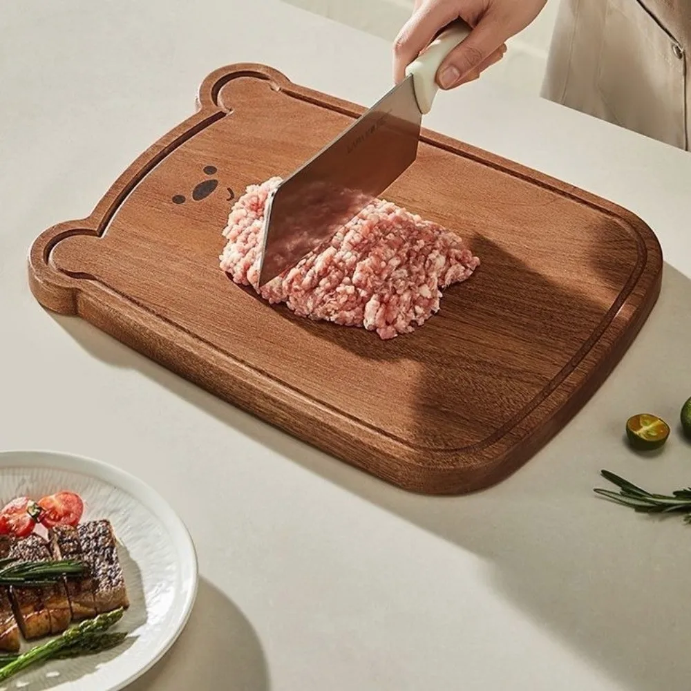 

Solid Wood Bear Cutting Board Cute Design Thickened Ebony Wood Cutting Board Eco-Friendly Fruit Cutting Board Children's Use
