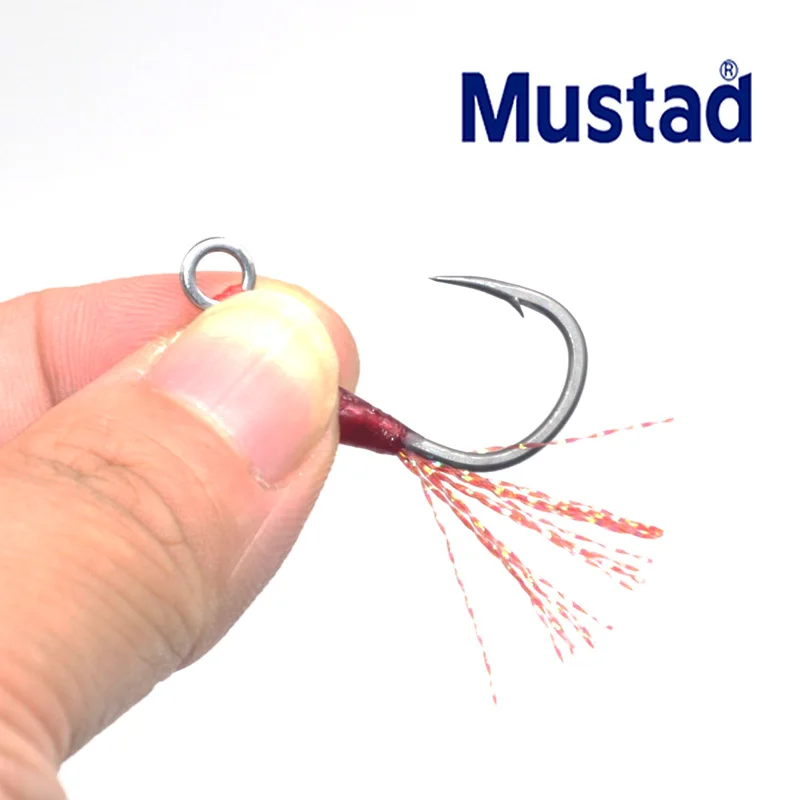 MUSTAD 2024 NEW Lightweight Single Hook A-ASSIST1 Flash Wire Wool Iron Plate Hook High-strength Single Hook